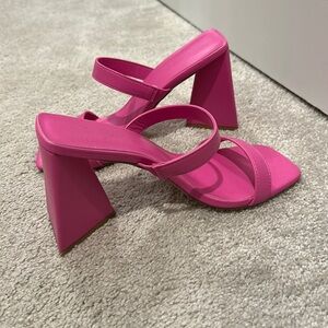 Hot Pink Bamboo Mule Heels